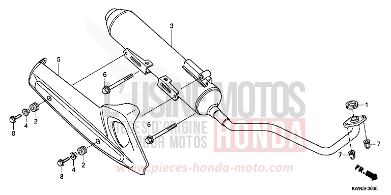 EXHAUST MUFFLER for PCX 125 PEARL SIENA RED (R320) from 2013